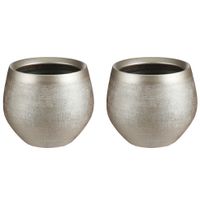 Set van 3x stuks bloempotten goud keramiek voor kamerplant H15 x D18 cm