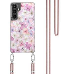 Samsung Galaxy S24 FE hoesje met rosegoud koord - Hortensia