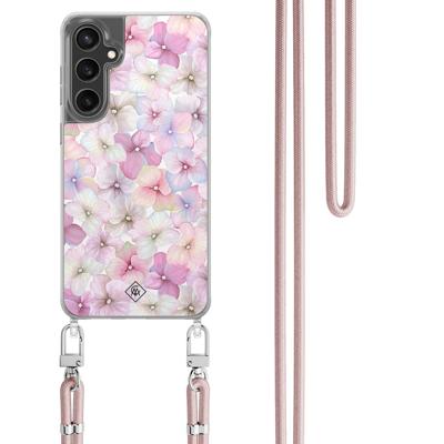 Samsung Galaxy S24 FE hoesje met rosegoud koord - Hortensia