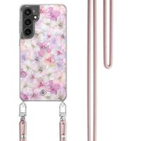Samsung Galaxy S24 FE hoesje met rosegoud koord - Hortensia