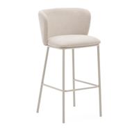 Kave Home Ciselia barkruk H75 chenille Beige poot beige