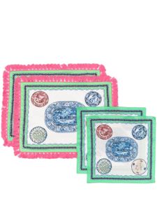 ETRO HOME lot sets de table et serviettes imprimés à bords francs - Vert