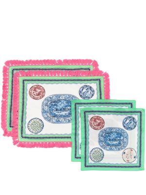 ETRO HOME lot sets de table et serviettes imprimés à bords francs - Vert