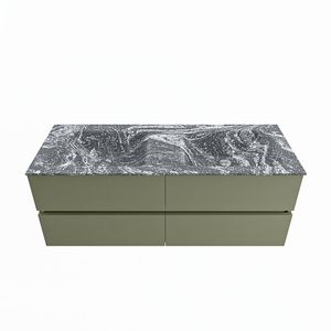 MONDIAZ VICA-DLUX 130cm badmeubel onderkast Army 4 lades. Inbouw wastafel CLOUD dubbel 2 kraangaten, kleur Lava.