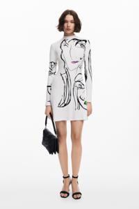 Jurk met gezichtenprint - WHITE - XL