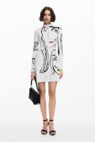 Jurk met gezichtenprint - WHITE - M