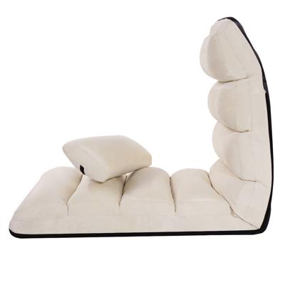 Opvouwbare Luie Bank Stoel 5 Standen Verstelbare Kunstsuède Gewatteerde Zitbank 175 x 55 x 20 cm Beige