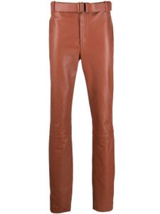 Off-White pantalon en cuir Lea à boucle - Marron