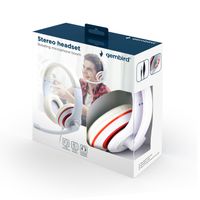 Gembird MHS-03-WTRD hoofdtelefoon/headset Hoofdband 3,5mm-connector Rood, Wit - thumbnail