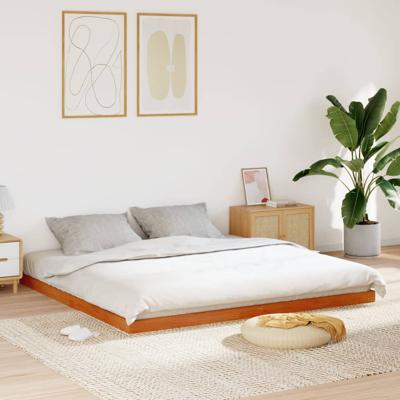 Bedframe massief grenenhout wasbruin 180x200 cm