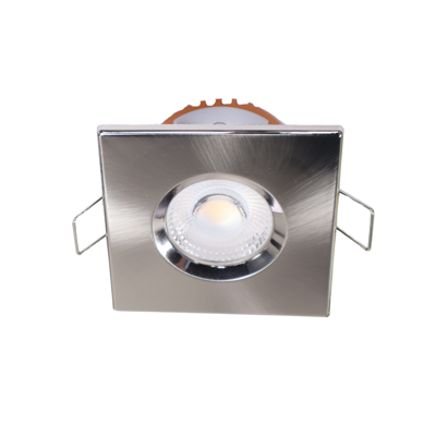 LED fire rated inbouwspot 6Watt vierkant NIKKEL IP65 dimbaar - CCT - 2700K - 3000K - 4000k - interne driver - brandvertragend