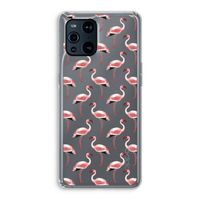 Flamingoprint groen: Oppo Find X3 Transparant Hoesje