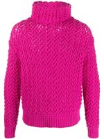 Valentino Garavani pull en maille à col cheminée - Rose