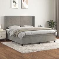 Boxspring met matras fluweel lichtgrijs 160x200 cm