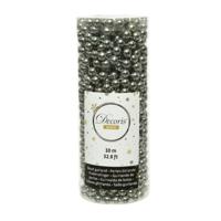 Decoris Kralenslinger - antraciet grijs - 10 meter - kunststof - glans - kerstslinger - kerstversier