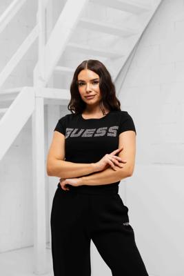 Guess Kiara T-Shirt Dames Zwart - Maat XS - Kleur: Zwart | Soccerfanshop