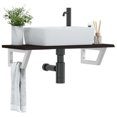 Badkamer wandschap staal en massief eikenhout