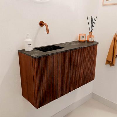Toiletmeubel Mondiaz Joya Dlux | 81.6 cm | Meubelkleur Ruby | Faye wastafel Lava Wasbak Links | Zonder kraangat(en)