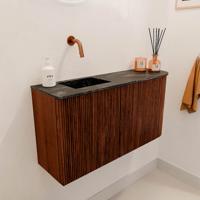 Toiletmeubel Mondiaz Joya Dlux | 81.6 cm | Meubelkleur Ruby | Faye wastafel Lava Wasbak Links | Zonder kraangat(en)