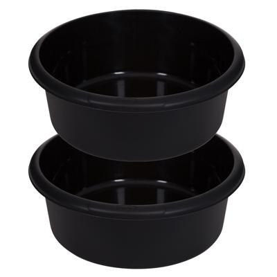 Afwasteil/afwasbak - 2x - 8 liter - zwart - 34 x 34 x 13 cm