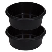 Afwasteil/afwasbak - 2x - 8 liter - zwart - 34 x 34 x 13 cm