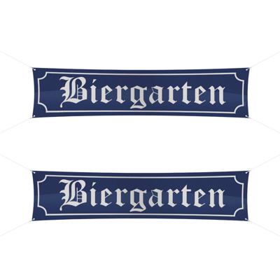 Oktoberfest Spandoek banner Biergarten - 2x - 180 x 40 cm - bierfeest versiering - straatnaambord