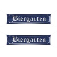 Oktoberfest Spandoek banner Biergarten - 2x - 180 x 40 cm - bierfeest versiering - straatnaambord