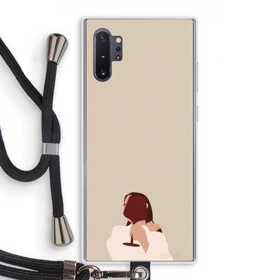 I drink wine: Samsung Galaxy Note 10 Plus Transparant Hoesje met koord