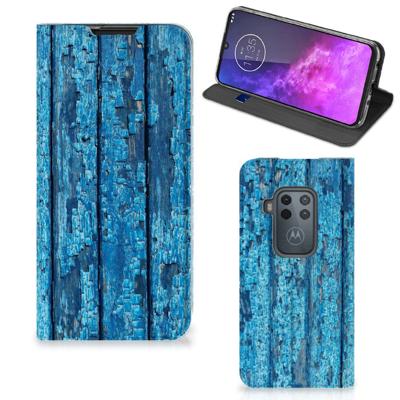 Motorola One Zoom Book | Wallet Case | Wood Blue