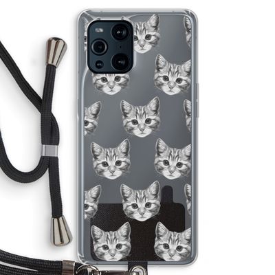 Kitten: Oppo Find X3 Transparant Hoesje met koord