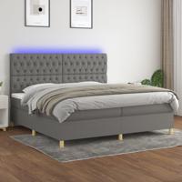 Boxspring met matras en LED stof donkergrijs 200x200 cm