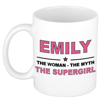 Emily cadeau mok - Woman Myth Supergirl - naam koffiemok - 300 ml - collega - moederdag