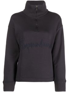 Emporio Armani sweat zippé à logo brodé - Bleu