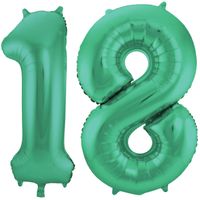 Leeftijd feestartikelen/versiering grote folie ballonnen 18 jaar glimmend groen 86 cm - Ballonnen - thumbnail