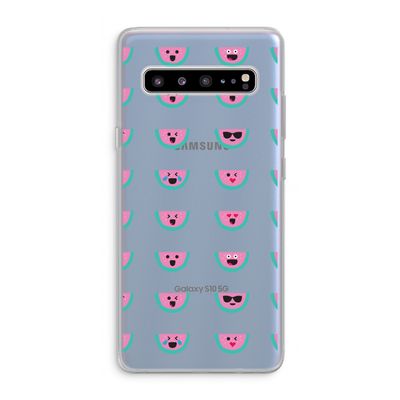 Smiley watermeloenprint: Samsung Galaxy S10 5G Transparant Hoesje