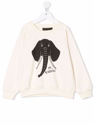 Mini Rodini sweat à imprimé éléphant - Blanc