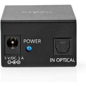 TosLink-Splitter | 2-wegs | Input: TosLink Female | Output: 2x TosLink | Drukknop | Metaal | Zwart