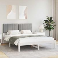Bedframe met Gevoerd Hoofdgedeelte Lichtgrijs 160 x 200 cm