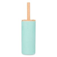 Berilo Malaga Toiletborstel in houder/wc-borstel - polyresin/rvs en bamboe - mintgroen - 38 cm - thumbnail