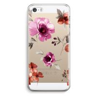 Geschilderde bloemen: iPhone 5 / 5S / SE Transparant Hoesje - thumbnail