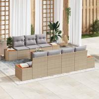 Tuinbankenset met kussen 8 pcs Beige Poly riet