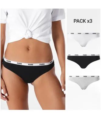3-Pack dames strings - Katoen vrouwen strings Zwart - Wit - Combi
