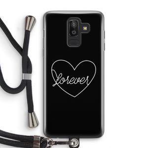 Forever heart black: Samsung Galaxy J8 (2018) Transparant Hoesje met koord