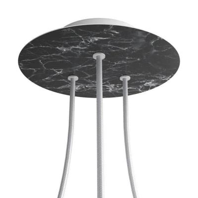 Ronde plafondkap minimalistisch 3 uitgangen - kleur zwart marmer 20 cm