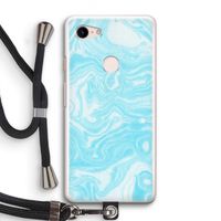 Waterverf blauw: Pixel 3 Transparant Hoesje met koord
