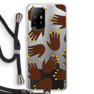 Hands dark: Oppo A95 5G Transparant Hoesje met koord