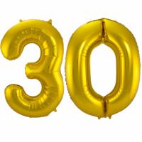 Folat Folie ballonnen - 30 jaar cijfer - goud - 86 cm - leeftijd feestartikelen - versiering