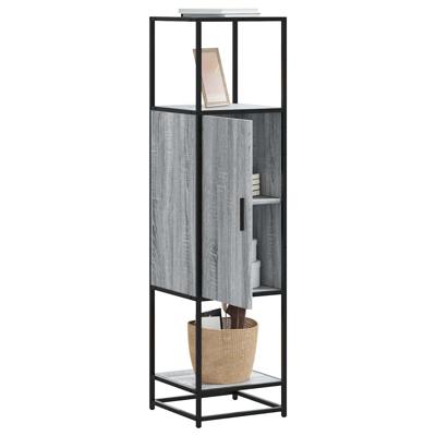 Hoge kast 35,5x35x139 cm bewerkt hout en metaal grijs sonoma