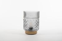 lantern Glass 12 x 17,5 cm Grey With Golden Base Led Bulb Anna's Collection - Annas collection