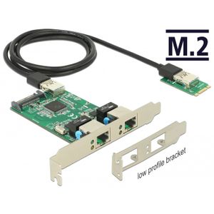 DeLOCK Converter M.2 Key B+M male > 2 x Gigabit LAN netwerkadapter